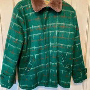 VINTAGE plaid wool KIDS winter coat Large